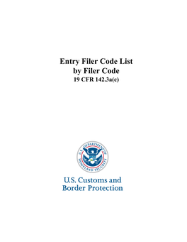 Filer Code List Sorted by Filer Code