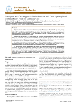 Mutagens and Carcinogens Called Aflatoxins and Their Hydroxylated Metabolites in Food for Domestic Cats