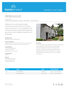 Alderwood Property Location: 18208 SE Yamhill Street, Portland, OR 97233 | 503.280.3970
