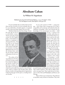 Abraham Cahan [April 6, 1918] 1