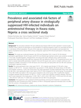 Prevalence and Associated Risk Factors of Peripheral Artery Disease In