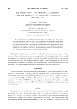 THE STROBILURINS -NEW ANTIFUNGAL ANTIBIOTICS from the BASIDIOMYCETE STROBILURUS TENACELLUS (PERS. Ex FR.) SING