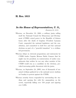 H. Res. 1013 in the House of Representatives
