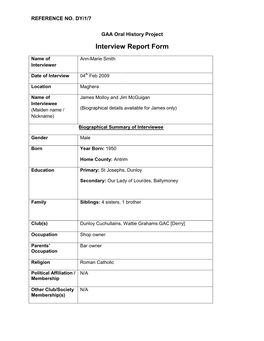 Interview Report Form