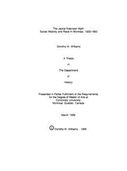 The Jackie Robinson Myth: Social Mobility and Race in Montreal. IWO- 1960