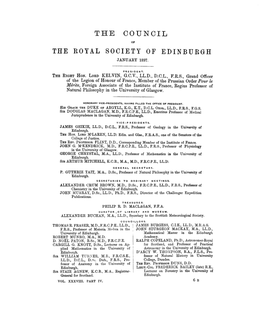 The Royal Society of Edinburgh January 1897