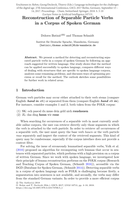 Reconstruction of Separable Particle Verbs in a Corpus of Spoken German