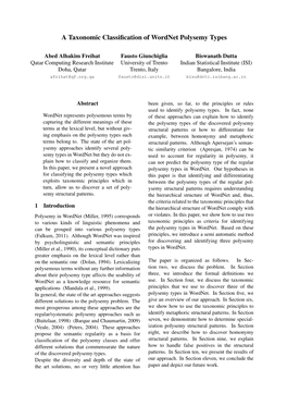 A Taxonomic Classification of Wordnet Polysemy Types