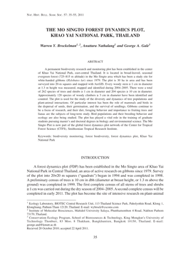 The Mo Singto Forest Dynamics Plot, Khao Yai National Park, Thailand