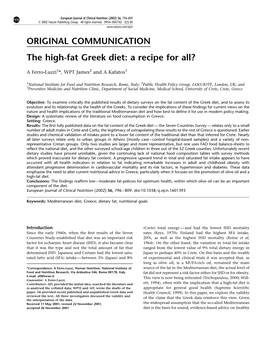 The High-Fat Greek Diet: a Recipe for All?