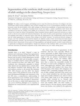 Segmentation of the Vertebrate Skull: Neural-Crest Derivation of Adult Cartilages in the Clawed Frog, Xenopus Laevis Joshua B