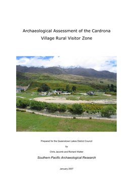 Archaeological Assessment of the Cardrona Village Rural Visitor Zone