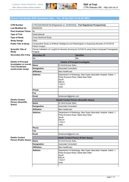 CTRI Trial Data