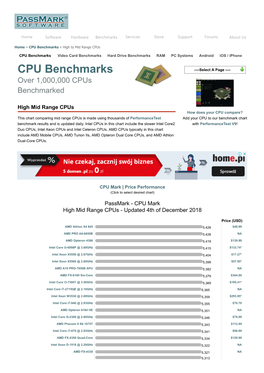 CPU Benchmarks » High to Mid Range Cpus