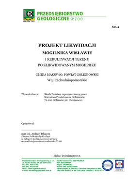 Projekt Likwidacji Mogilnika Wisławie I Rekultywacji Terenu Po Zlikwidowanym Mogilniku