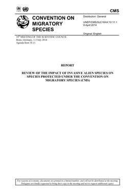 Report: Review of the Impact of Invasive Alien Species on Species