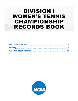 Division I Women's Tennis Championship Records Book
