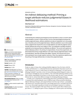 An Indirect Debiasing Method: Priming a Target Attribute Reduces Judgmental Biases in Likelihood Estimations