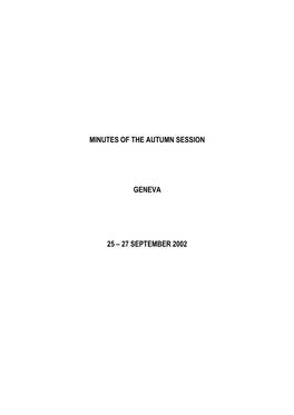 Minutes of the Autumn Session Geneva 25 – 27 September 2002