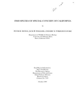 Fish Species of Special Concern of California