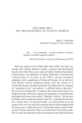 Eyes Wide Shut the Dream-Odyssey of Stanley Kubrick