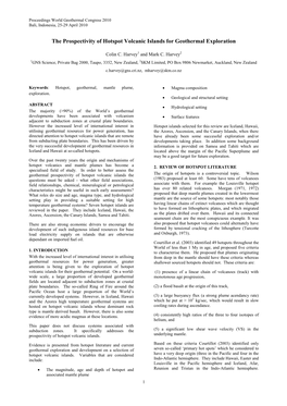 The Prospectivity of Hot Spot Volcanic Islands for Geothermal Exploration