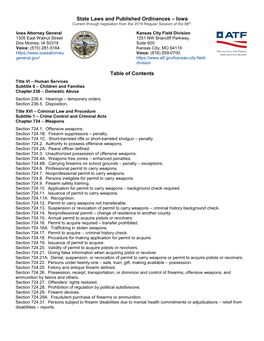 Iowa Current Through Legislation from the 2019 Regular Session of the 88Th