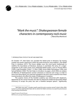 Shakespearean Female Characters in Contemporary Rock Music