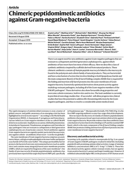 Chimeric Peptidomimetic Antibiotics Against Gram-Negative Bacteria