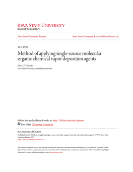 Method of Applying Single-Source Molecular Organic Chemical Vapor Deposition Agents John G