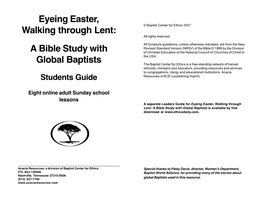 Eyeing Easter, Walking Through Lent: a Bible Study with Global Baptists Is Available by Free Download At