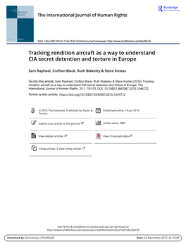 Tracking Rendition Aircraft As a Way to Understand CIA Secret Detention and Torture in Europe