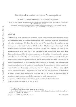 Size-Dependent Surface Energies of Au Nanoparticles