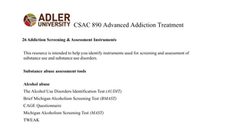 CSAC 890 Advanced Addiction Treatment