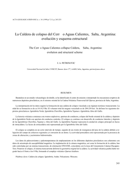 La Caldera De Colapso Del Cerr O Aguas Calientes, Salta, Argentina: Evolución Y Esquema Estructural