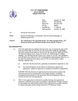 CD-1 Rezoning of 701 Granville Street, 701 West Georgia Street, 777 Dunsmuir Street and 700 West Pender Street (Pacific Centre)