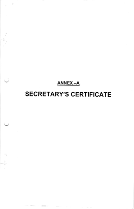 SECRETARY's Certificatte