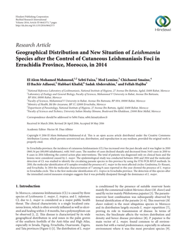 Geographical Distribution and New Situation of Leishmania Species After the Control of Cutaneous Leishmaniasis Foci in Errachidia Province, Morocco, in 2014