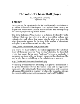 The Value of a Basketball Player