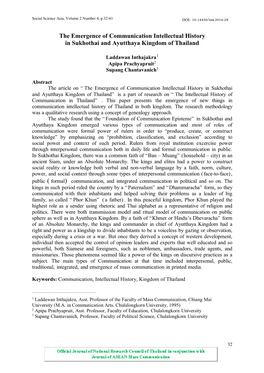 The Emergence of Communication Intellectual History in Sukhothai and Ayutthaya Kingdom of Thailand