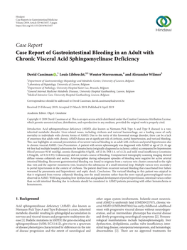 Case Report of Gastrointestinal Bleeding in an Adult with Chronic Visceral Acid Sphingomyelinase Deficiency