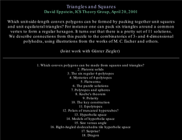 Triangles and Squares David Eppstein, ICS Theory Group, April 20, 2001