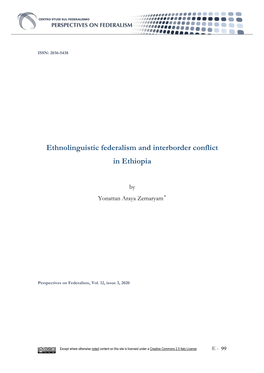 Ethnolinguistic Federalism and Interborder Conflict in Ethiopia