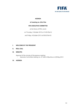 AGENDA of Meeting No. 28 of The