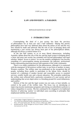 Law and Poverty: a Paradox I Introduction