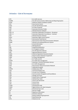 Avionics – List of Acronyms