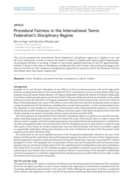 Procedural Fairness in the International Tennis Federation's
