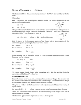 Network Theorems - J