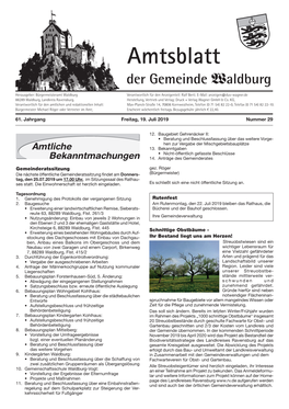 Amtsblatt Nummer 29 / 2019