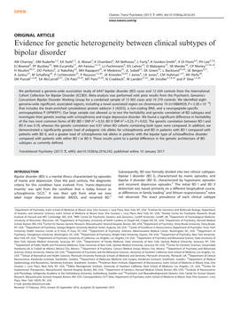 Evidence for Genetic Heterogeneity Between Clinical Subtypes of Bipolar Disorder